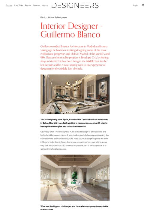 Designeers Club Interior Designer Guillermo Blanco — Designeers